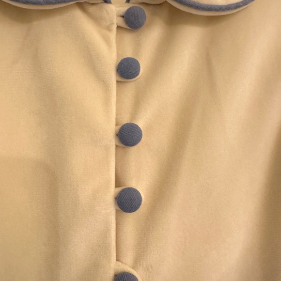 Sal & Pimenta Cream Velvet and French Blue Dress Holiday Perfect - Picture 8 of 9